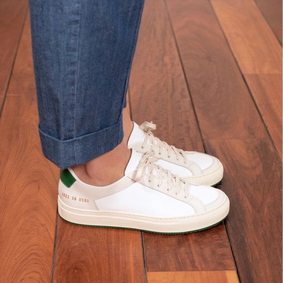 Common Projects White and Green Retro 70s Low Sneakers - Picture 2 of 10